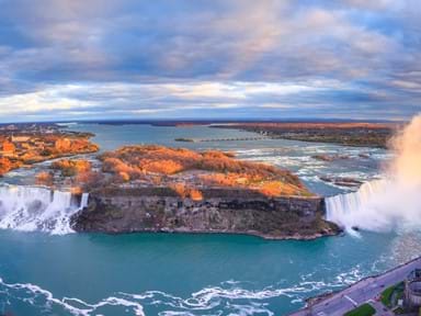 An aerial peek at Niagara Falls during autumn.