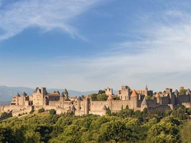 Medieval citadel La Cité in Carcassonne, a hilltop town in southern France’s Languedoc region.