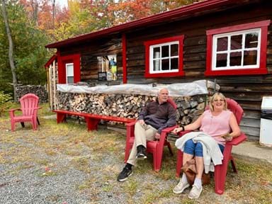 Our tour manager Jeff kicks back with our lovely customer Celia at The Sugar Shack.