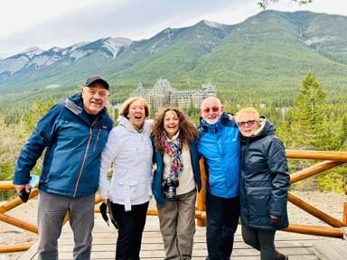 Some of the group takes in the spectacular views atop Sulphur Mountain.